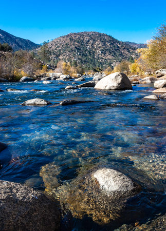 Mountain River in the Sierra Nevada Mountains, California, Western United Statesの写真素材