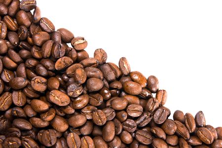 coffee beans fall obliquelyの写真素材