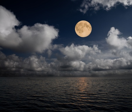 moon and seaの写真素材