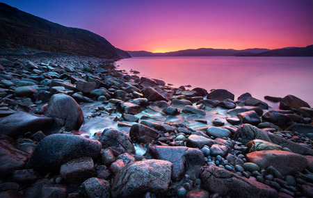 Sunset on the stone coastの写真素材