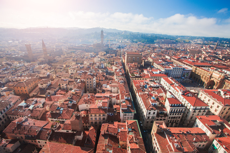 View of the Cathedral Santa Maria del Fiore in Florence, Italyの写真素材