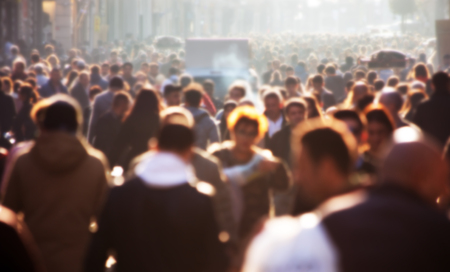 Blurred crowd of unrecognizable at the streetの写真素材