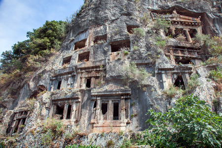 Lycian tombs in Fethiye, Turkeyの写真素材