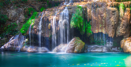 Waterfall Erawan in Kanchanaburi, Thailandの写真素材