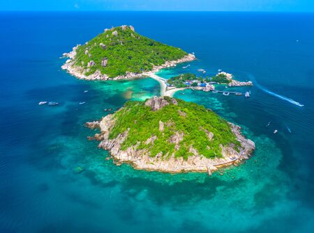 Koh Nang Yuan aerial view, Thailandの写真素材