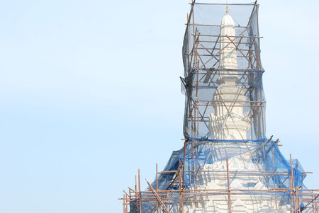 Repairing temple castle Thailandの写真素材