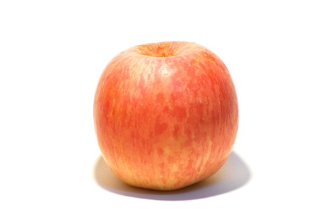 fresh apple with leaf isolated on white の写真素材