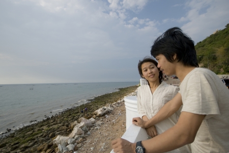 The very happy loving couple in outdoor の写真素材