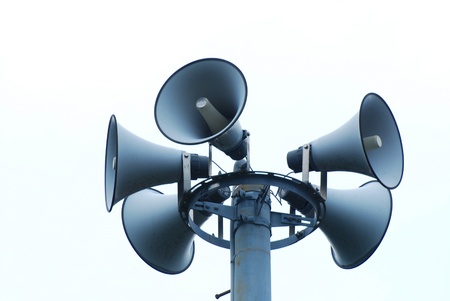 The loudspeakers with a natural white backgroundの写真素材
