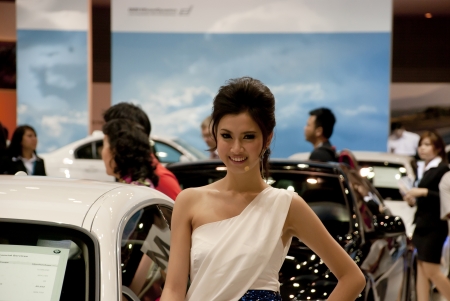 BANGKOK, THAILAND - DECEMBER 4  Unidentified female presenter at the booth in THE THAILAND INTERNATIONAL MOTOR EXPO 2009 on December 4, 2009 in Bangkok, Thailand のeditorial素材