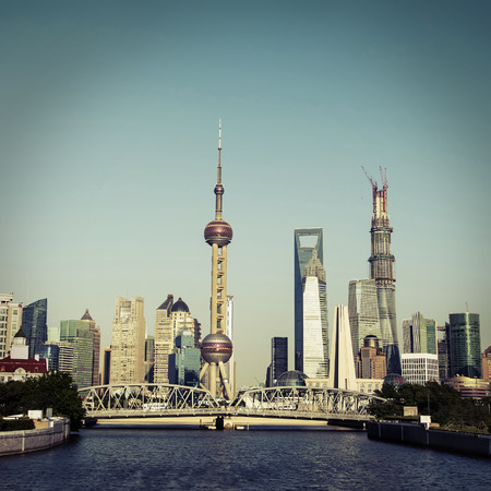 Shanghai bund skylineのeditorial素材