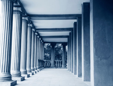 walk way outside church hall, monotone backgroundの写真素材