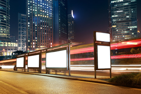 Blank billboard on the bus stop,shanghai,China Blank billboard on the bus stop,shanghai,China