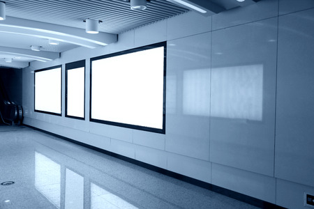 Blank advertising billboards in a rowのeditorial素材