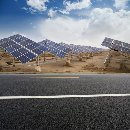 Power plant using renewable solar energy and road