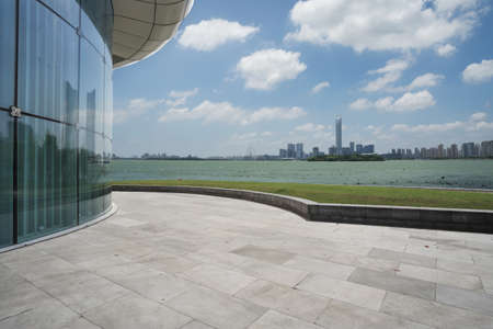 empty square and modern architecture in the cityのeditorial素材
