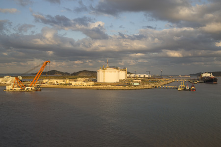 white oil tank, storage of oil and petrochemical products ready for logistic and transport business.の写真素材