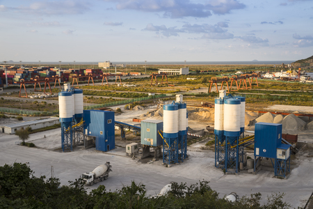 equipment for production of asphalt, cement and concrete. Concrete plantのeditorial素材