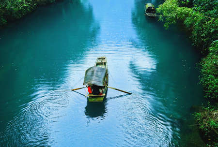 wooden boatの写真素材