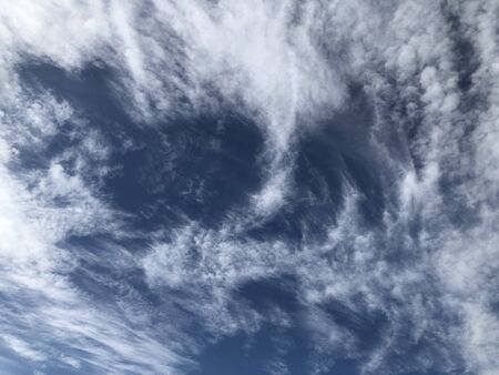 Wispy Cirrus clouds in UK, Augustの写真素材