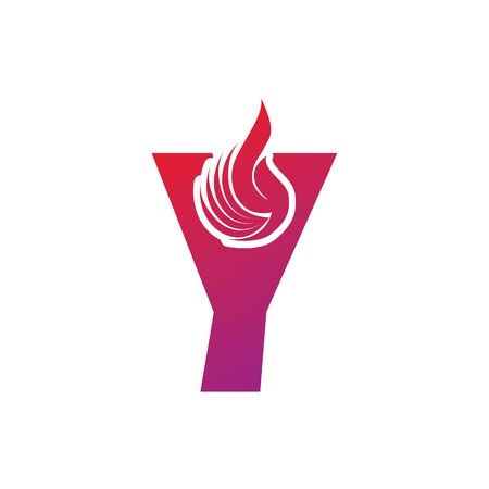 The letter design and combination of fire for logos or icons are very modern and simple.のイラスト素材