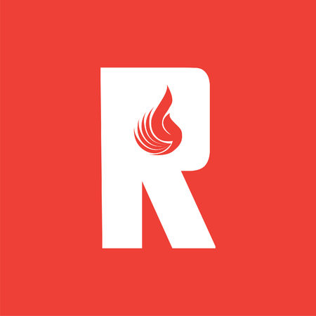 The letter design and combination of fire for logos or icons are very modern and simple.のイラスト素材