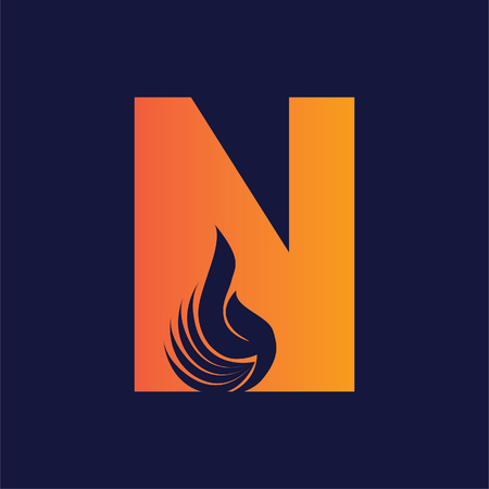 The letter design and combination of fire for logos or icons are very modern and simple.のイラスト素材