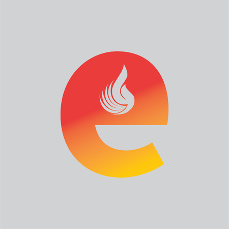 The letter design and combination of fire for logos or icons are very modern and simple.のイラスト素材
