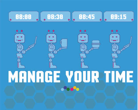 a robot that appears 4 times works within its own hoursのイラスト素材