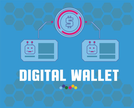 2 robots use digital payment methodsのイラスト素材