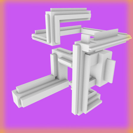 3d modular cubes with purple background and extra smooth interior shadowsの写真素材