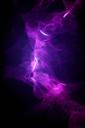Neon energy background, dynamic waves purple and blue on black background, florescent curvesの写真素材