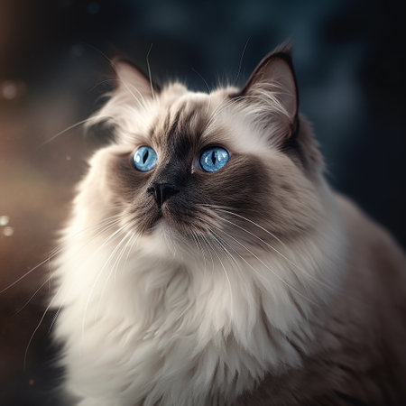 Beautiful ragdoll with sweet blue eyes, furry friendの素材