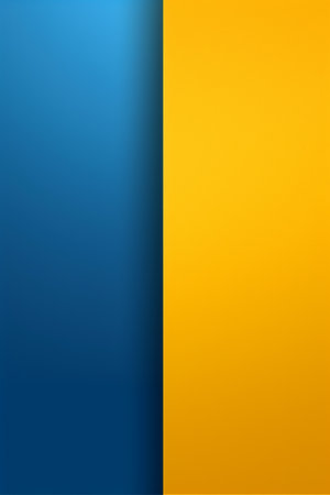 A modern and minimal abstract background with blue and yellow gradient curves and linesの素材