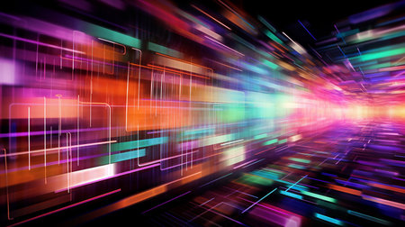 Vibrant abstract digital art with dynamic motion blur effect.の素材