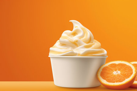Creamy frozen yogurt with a tangy orange flavor.の素材