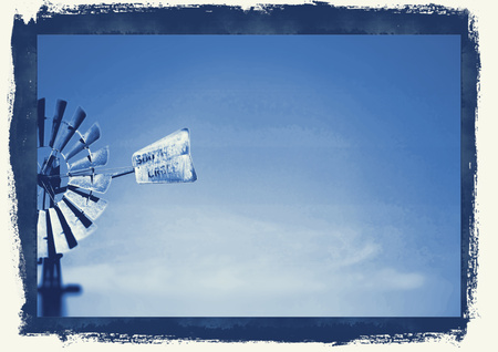 Australian Windmill on Rural Farmの写真素材