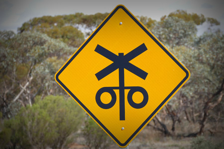 Outback Australian Railway Crossing and Signalsの写真素材
