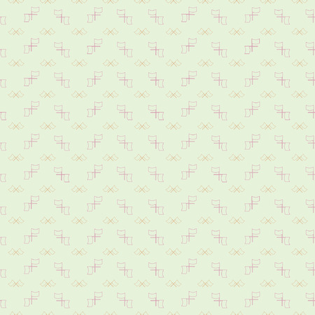 Seamless geometric pattern with outline big and small flags on pastel green backgroundのイラスト素材