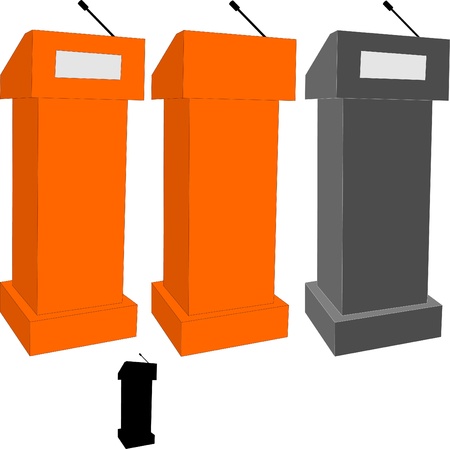 Rostrum with a microphone. Place the lecturer, the main place in the classroom.のイラスト素材