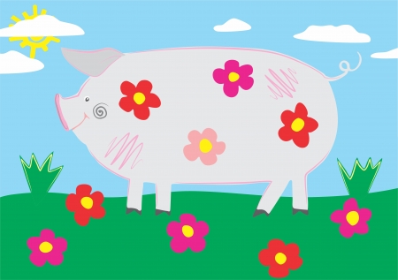 An a vector illustration of Pig   Files included  Illustrator 8 EPS  and JPG のイラスト素材