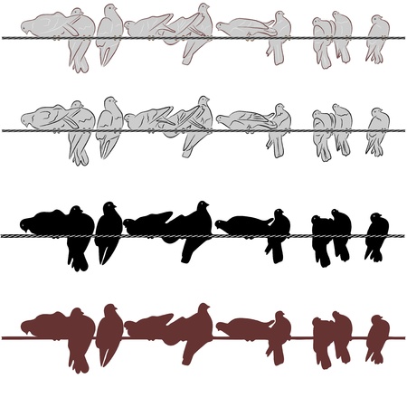 An a vector illustration of doves on a wire   Files included  Illustrator 8 EPS  and JPGのイラスト素材