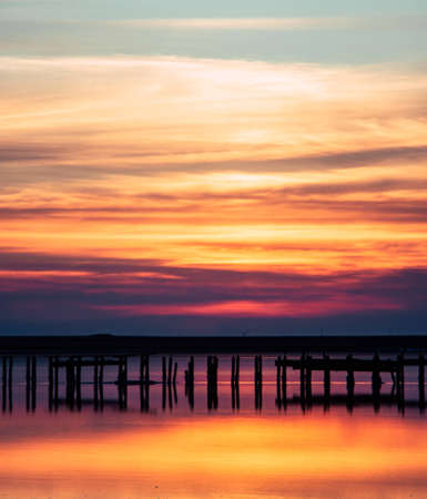 sunset on the beachの写真素材