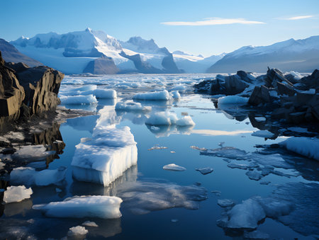 icebergs in glacier lagoonの素材