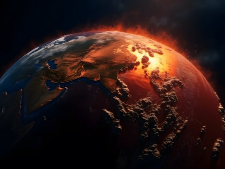 Earth is burning from spaceの素材