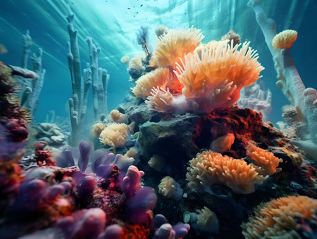 Underwater view of coral reef. Underwater world. Underwater world.の素材