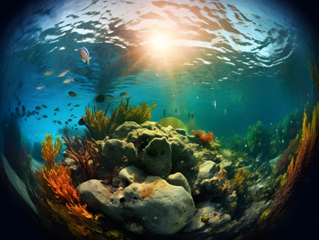 Underwater view of coral reef and tropical fish. Underwater world.の素材