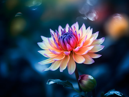 Colorful dahlia flower in the garden,vintage styleの素材