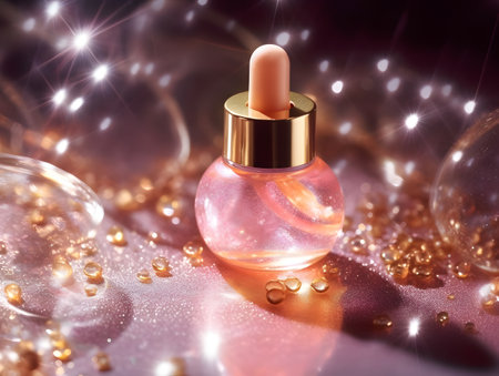 Bottle of perfume on bokeh background.の素材