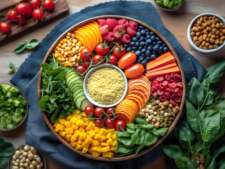 Healthy food concept. Vegetables, fruits and superfoodsの素材